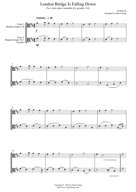London Bridge Is Falling Down (for viola duet, suitable for grades 2-6) (arr. Edwin Sung)