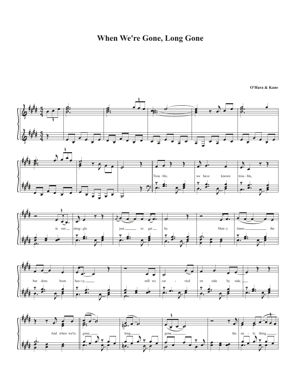 When We're Gone, Long Gone (arr. Biegler)