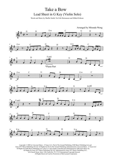 Take A Bow (arr. Miranda Wong)