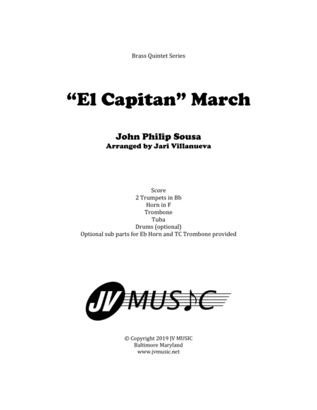 El Capitan for Brass Quintet by John Philip Sousa (arr. Jari Villanueva)