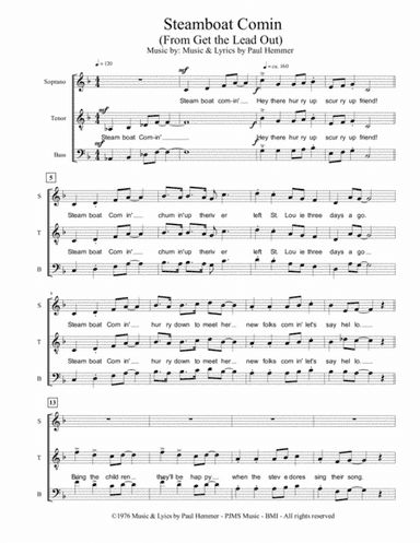 Steamboat Comin' - from "Get the Lead Out!" - a Bi-Centennial Musical SATB Parts only