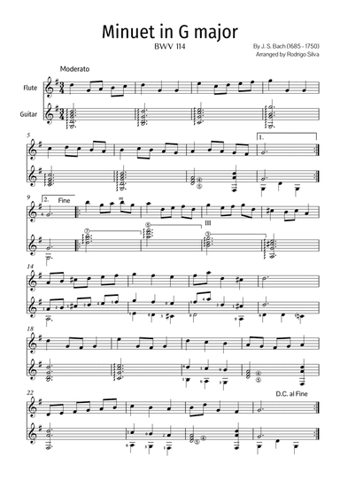 J. S. Bach- Minuet in G major (Flute and Guitar). PDF (arr. Rodrigo Silva)