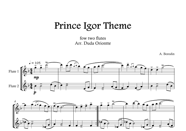 Prince Igor Theme (flute duet) Borodin (arr. Duda Oriontte)