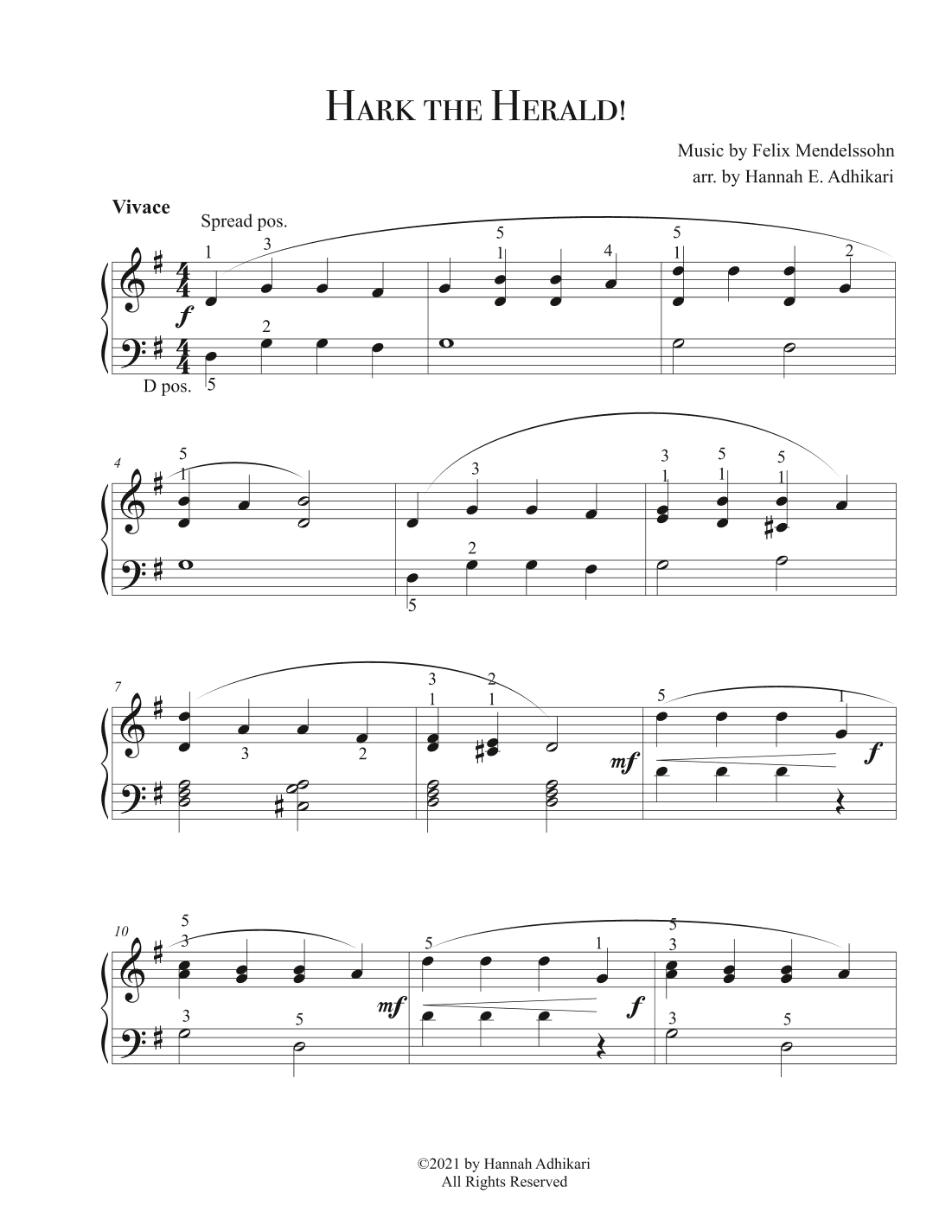 Hark the Herald - Piano Solo (arr. Hannah E. Adhikari)