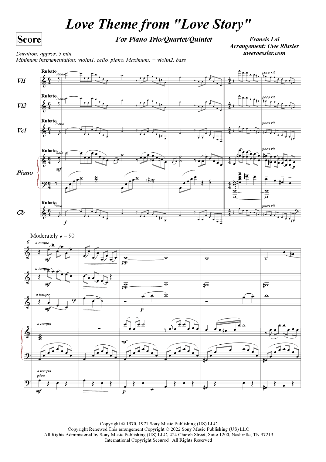 Love Story (arr. Uwe Roessler Rössler Rassler)