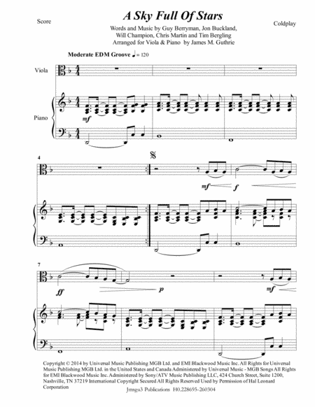 A Sky Full Of Stars (arr. James M. Guthrie, ASCAP)