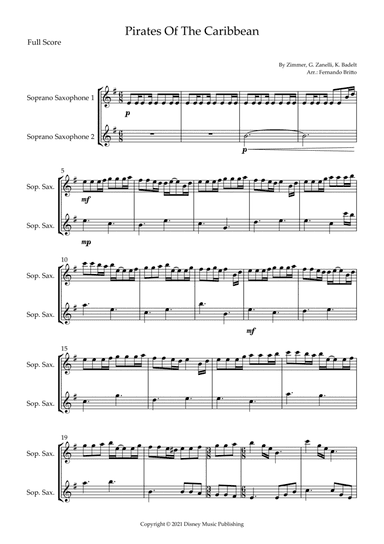Pirates Of The Caribbean (arr. Fernando Britto)