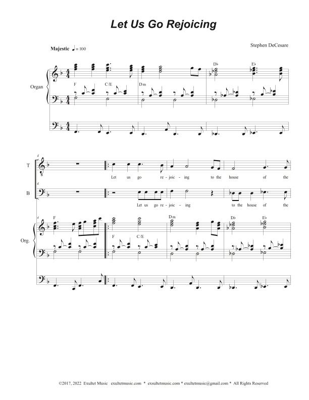 Let Us Go Rejoicing (2-part choir - (TB)