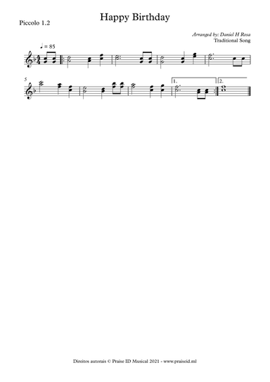 Happy Birthday to you Piccolo duet (arr. Daniel H Rosa)