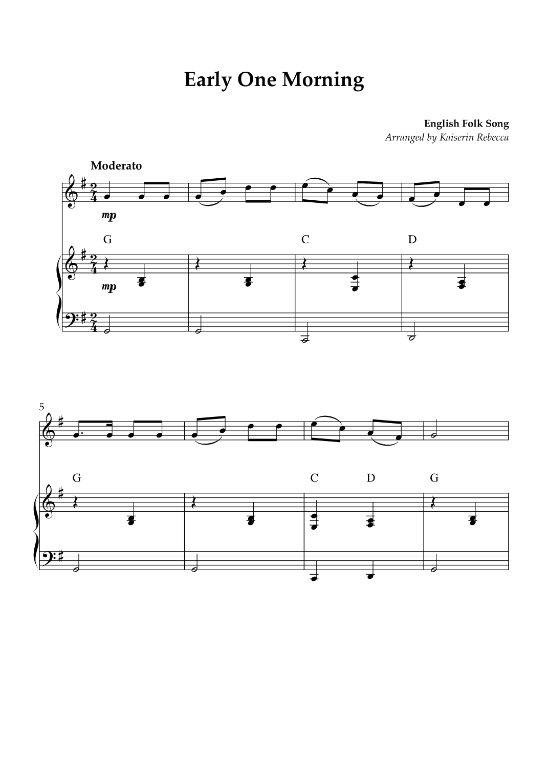 Early One Morning (arr. Kaiserin Rebecca)