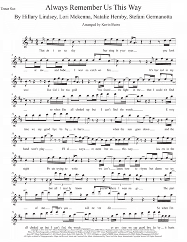 Always Remember Us This Way (arr. Kevin Busse)