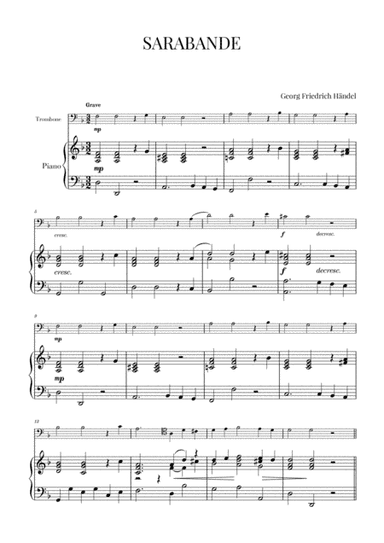 Haendel - Sarabande HWV 437 (for Trombone and Piano) (arr. Cadenza Editions)