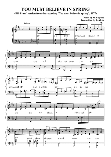 You Must Believe In Spring (arr. Luca Aletta)