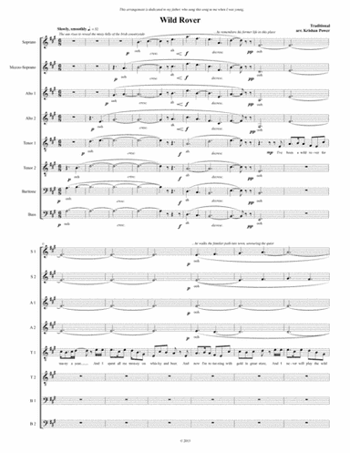 Wild Rover (SSAATTBB) (arr. Krishan Power)