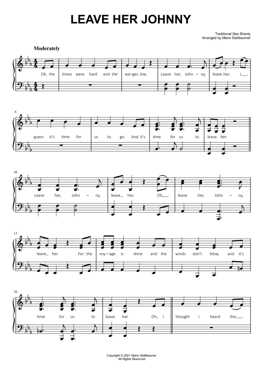 Leave Her Johnny (Sea Shanty) (arr. Mario Stallbaumer)