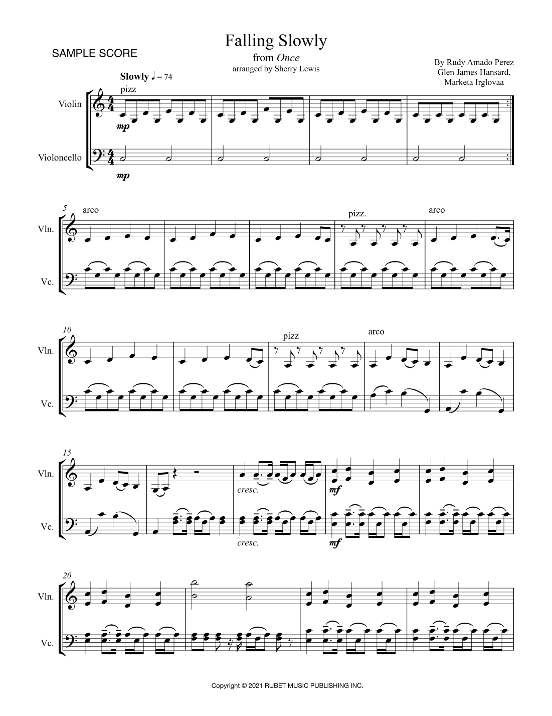 Te Prometo (falling Slowly) (arr. Sherry Lewis)