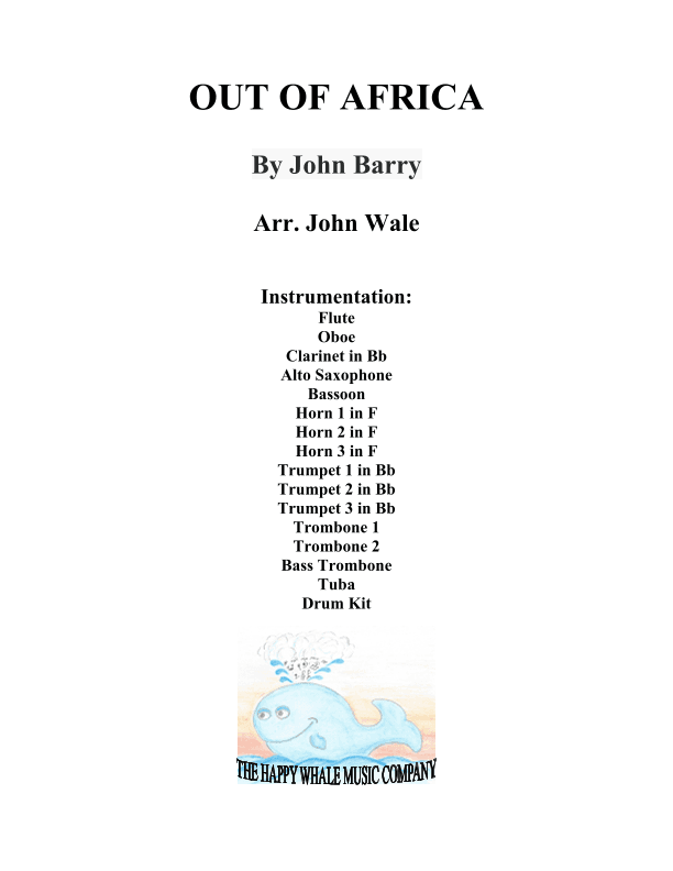 Main Title - Out Of Africa (arr. John Wale)