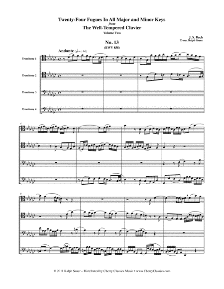 Twenty-Four Fugues from the Well Tempered Clavier volume 2 for Trombone Quartet (arr. Ralph Sauer)