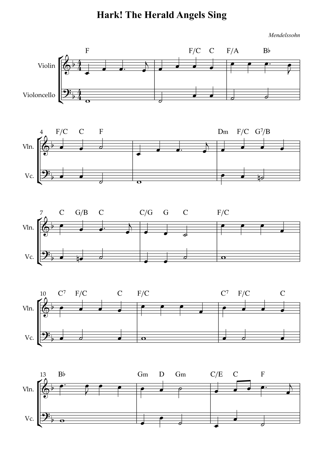 Hark! The Herald Angels Sing (Easy) (arr. Wesley S. SIlva)