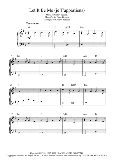 Let It Be Me (je T'appartiens) (arr. Kaiserin Rebecca)