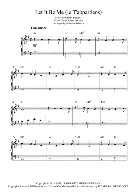 Let It Be Me (je T'appartiens) (arr. Kaiserin Rebecca)