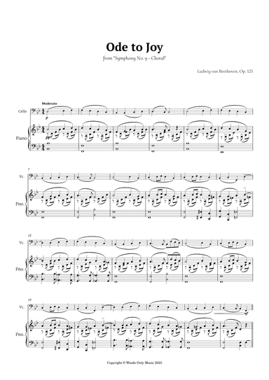 Ode to Joy by Beethoven for Cello and Piano (arr. Ander)