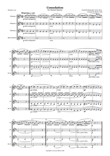 Consolation for Clarinet Quartet (arr. Martin Todd)