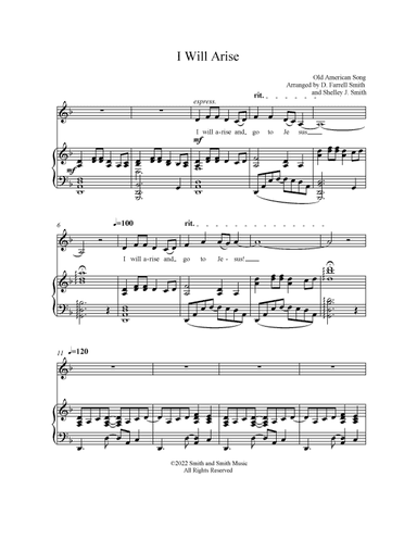 I Will Arise (For Medium Low Voice (arr. D. Farrell Smith and Shelley J. Smith)