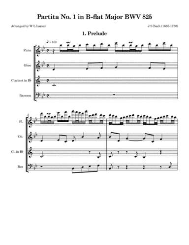 J S Bach - Partita No. 1 in B-flat Major BWV 825 (arr. W L Larsen)