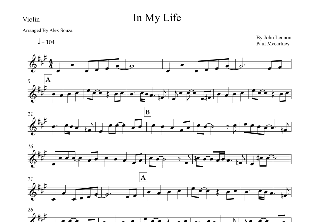 In My Life (arr. Alex Souza)