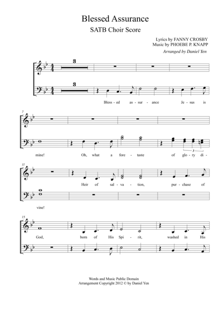 Blessed Assurance for SATB Choir (contemporary worship style) (arr. Dreamusik Music Productions)