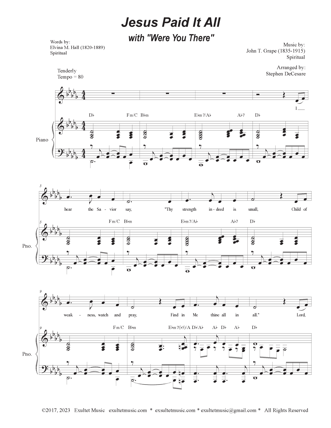 Jesus Paid It All (with "Were You There") (Unison choir) (arr. Stephen DeCesare)