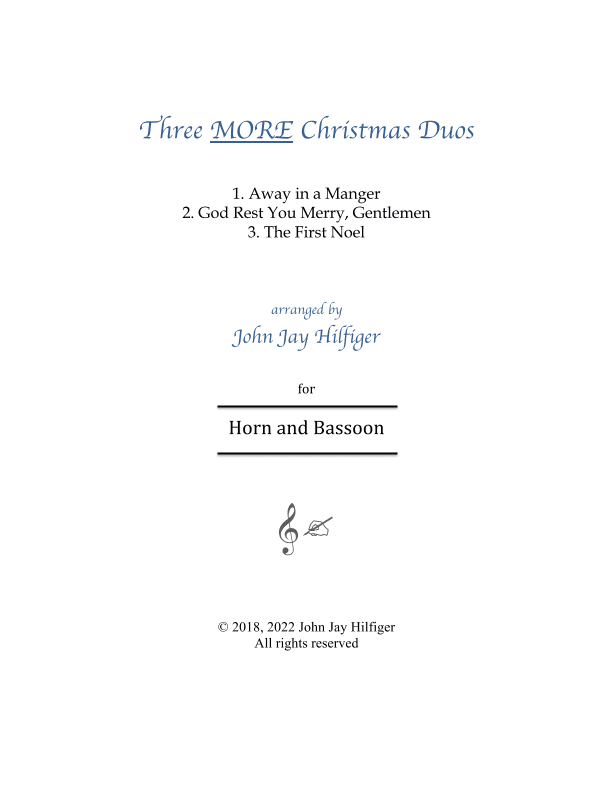 Three MORE Christmas Duos for Horn and Bassoon (arr. John Jay Hilfiger)