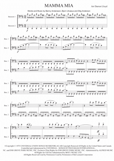 Mamma Mia (arr. Pott Shrigley Press)