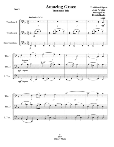 Amazing Grace - Trombone Trio - Jazz Funeral Style (arr. Dennis Ruello)