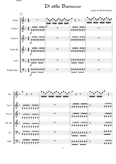 Di stile Barocco-for Violin solo and Beginning String Orchestra