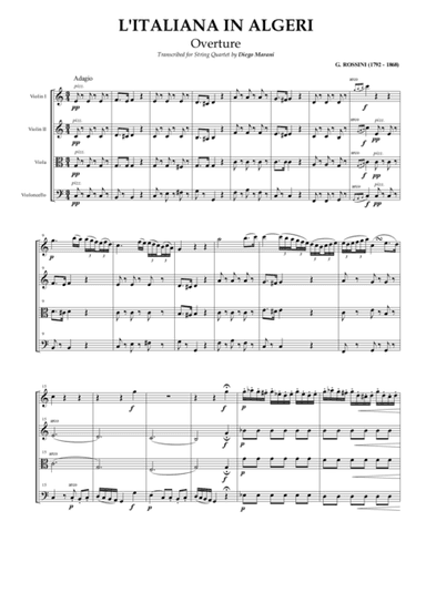 Overture from "L'italiana in Algeri" for String Quartet (arr. Diego Marani)