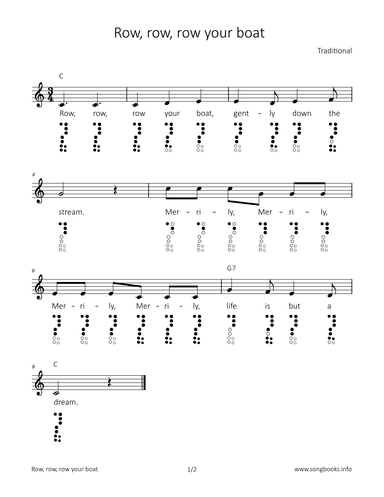 Row, row, row your boat (arr. songbooks.info)