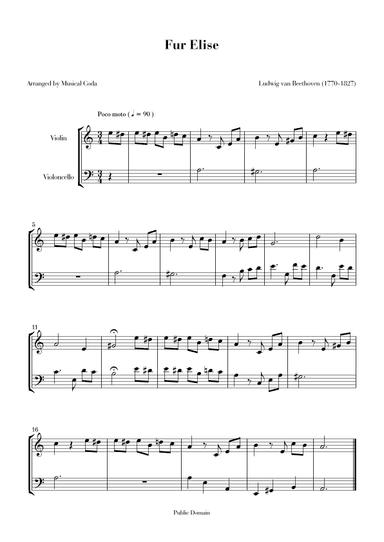 Fur Elise - Violin & Violoncello (arr. Musical Coda)