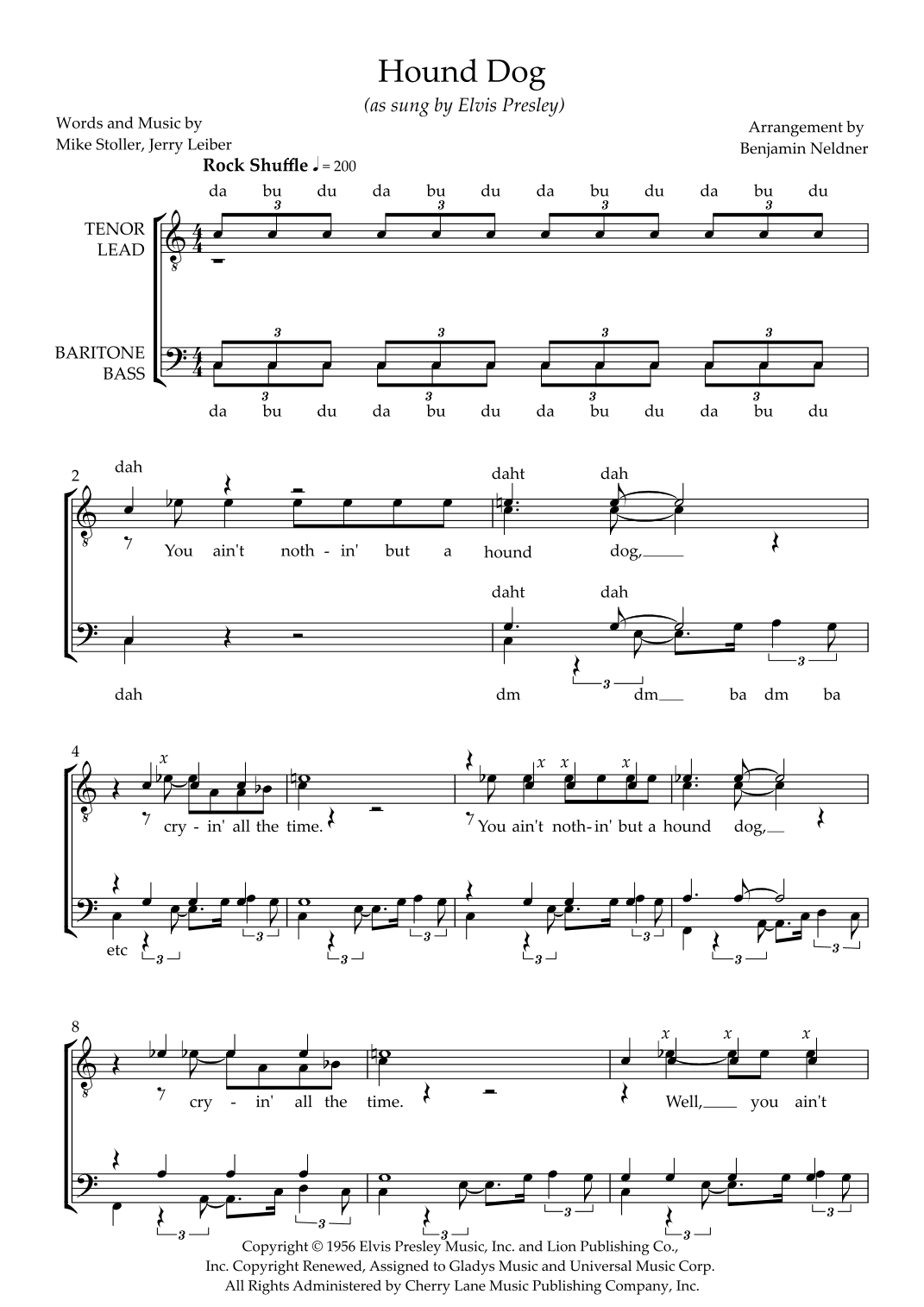 Hound Dog (arr. Benjamin Neldner)
