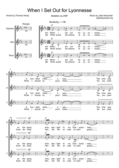 When I Set Out for Lyonnesse - SAT a cappella