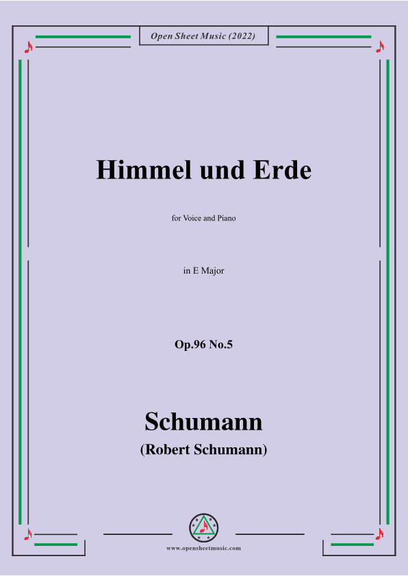 Schumann-Himmel und Erde,Op.96 No.5,in E Major (arr. OSM Press)