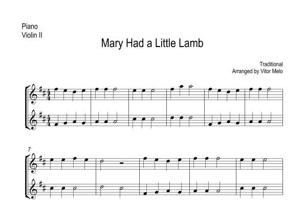 Mary Had a Little Lamb (arr. Vitor Melo)