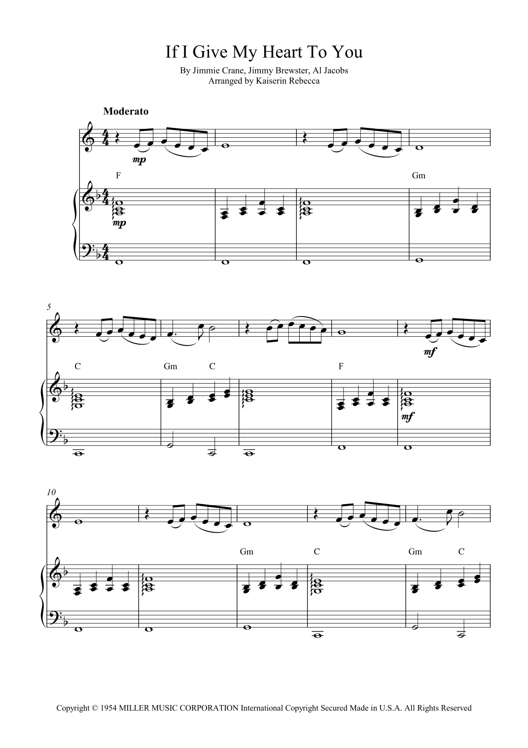 If I Give My Heart To You (arr. Kaiserin Rebecca)