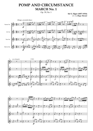 Pomp and Circumstance March No. 1 for Saxophone Quartet (arr. Diego Marani)
