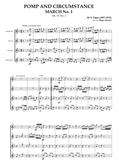 Pomp and Circumstance March No. 1 for Saxophone Quartet (arr. Diego Marani)