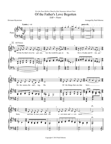 Of the Father's Love Begotten (arr. Paul M. Osborne)