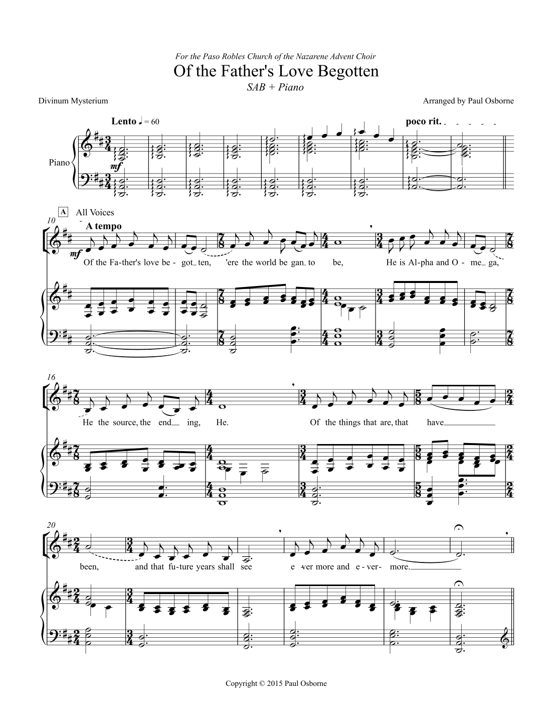 Of the Father's Love Begotten (arr. Paul M. Osborne)