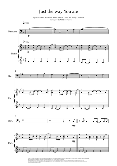 Just The Way You Are (arr. Matthew pyeon)