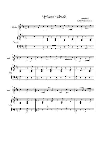 Yankee Doodle. Violin and piano (arr. Ester Alessandrini)